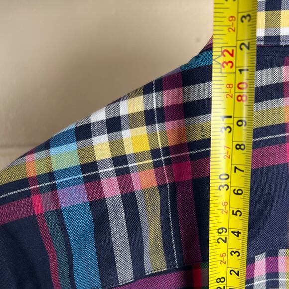 St. Croix Plaid Button Down Large Made In Italy Cotton Multicolored - Picture 3 of 6
